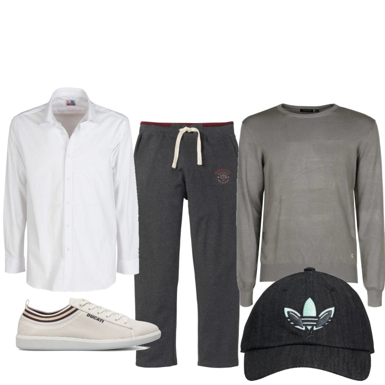 Outfit uomo - Total look #1461665. Stile Urban per Tutti i giorni. Abbinamento con pantaloni, camicie, pullovers, sneakers, cappelli.