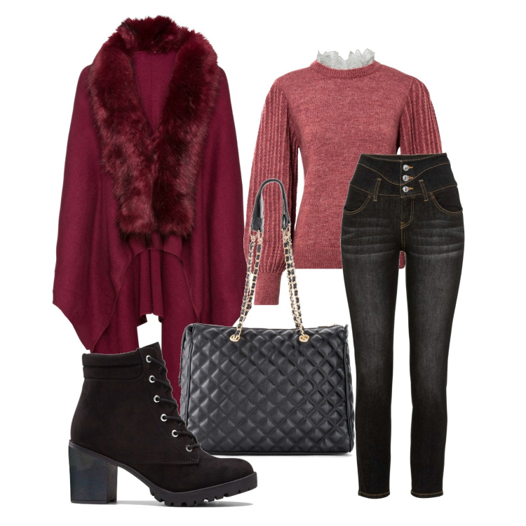 Outfit donna - BonPrix - Black Friday 2022. Stile Casual chic per Tutti i giorni. Abbinamento con shopping bag, stivaletti, jeans, cappotti, maglieria.