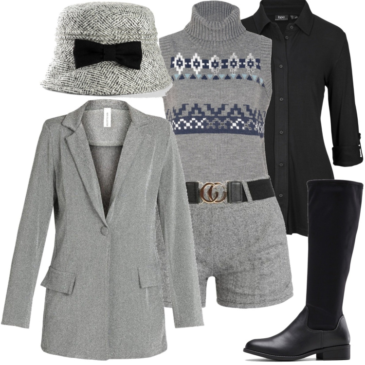 Outfit donna - Dolce femminilità. Stile Sporty chic per Scuola/Università. Abbinamento con camicie, maglieria, stivali, cappelli con visiera, shorts, blazer.