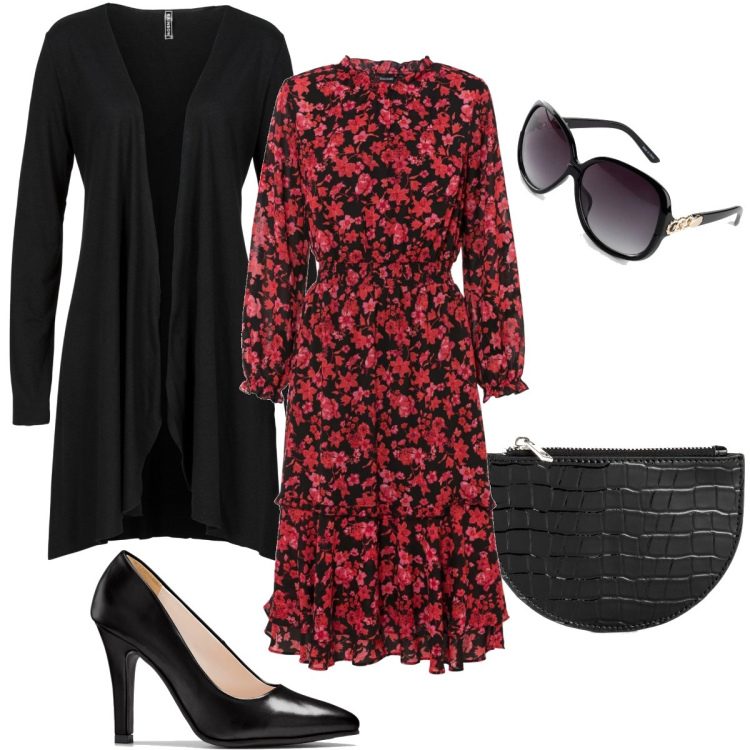Outfit donna - Per la serata ma anche di giorno. Stile Bon Ton per Serata fuori. Abbinamento con cardigans, occhiali da sole, vestiti corti, portafogli, décolleté.