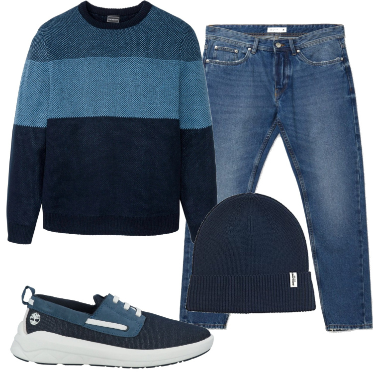 Outfit uomo - Casual #20984. Stile Casual per Tutti i giorni. Abbinamento con maglieria, sneakers, jeans, berretti.