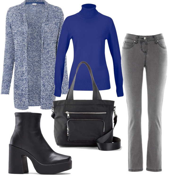 Outfit donna - Bon Prix Black Friday : Basic. Stile Basic per Tutti i giorni. Abbinamento con maglieria, jeans slim fit, cardigans, stivaletti, borse a mano.