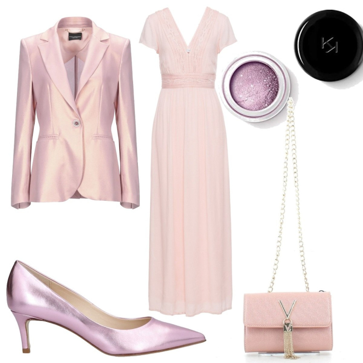 Outfit donna - I colori delicati per la cerimonia. Stile Chic per Cerimonia. Abbinamento con vestiti lunghi, blazer, décolleté, clutch, ombretti.