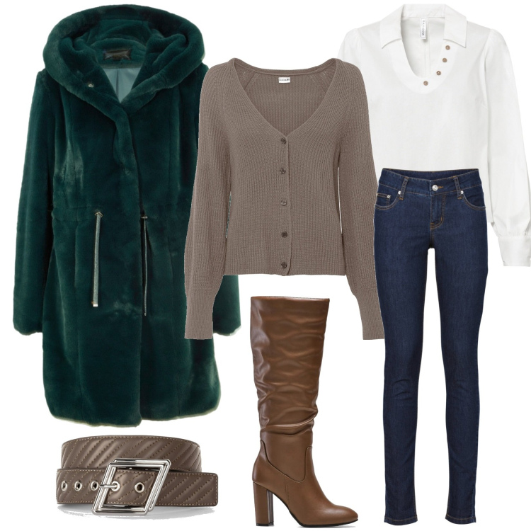 Outfit donna - Bonprix Black Friday. Stile Casual per Ufficio. Abbinamento con jeans skinny, bluse, ecopellicce, cardigans, stivali, cinture.