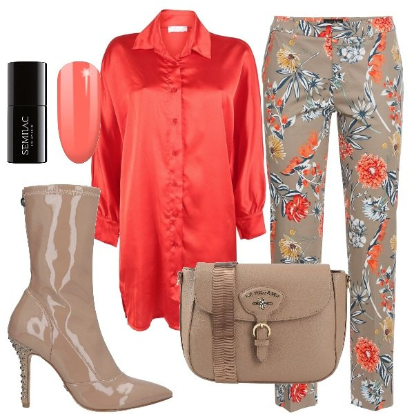 Outfit donna - Una maxi camicia e sei pronta. Stile Trendy per Tutti i giorni. Abbinamento con pantaloni, stivaletti, borse a tracolla, camicie, smalti.