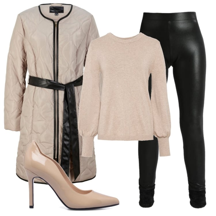 Outfit donna - Total look #1464086. Stile Glamour per Serata fuori. Abbinamento con maglieria, giacche, leggings, décolleté.