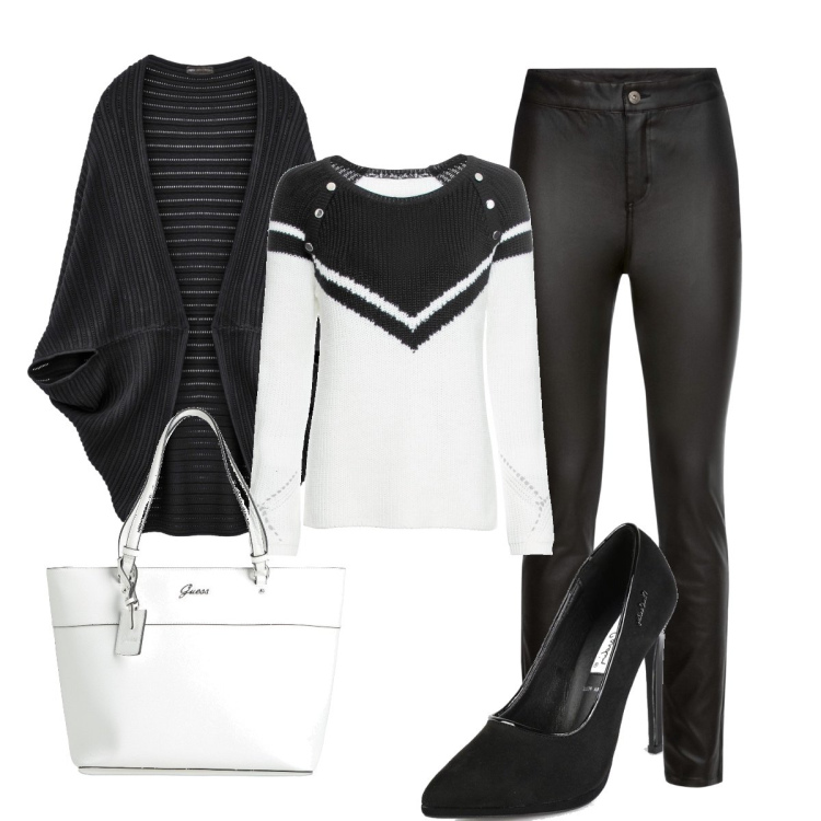 Outfit donna - Total look #1464505. Stile Glamour per Tutti i giorni. Abbinamento con maglieria, cappotti, pantaloni, borse a mano, décolleté.