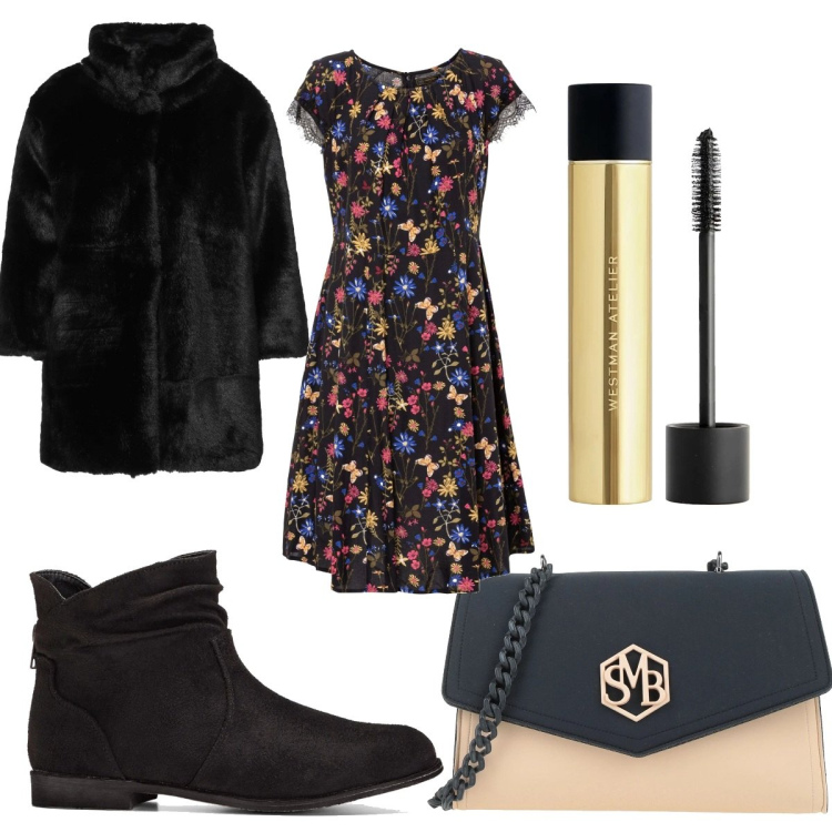 Outfit donna - Tall & curvy - romantica. Stile Romantica per Tutti i giorni. look ideale per Tall. Abbinamento con stivaletti, vestiti, cappotti, borse a tracolla, mascara.