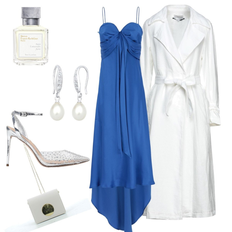 Outfit donna - Total look #1466875. Stile Bon Ton per Cerimonia. Abbinamento con décolleté, vestiti midi/longuette, cappotti, clutch, orecchini, profumi.