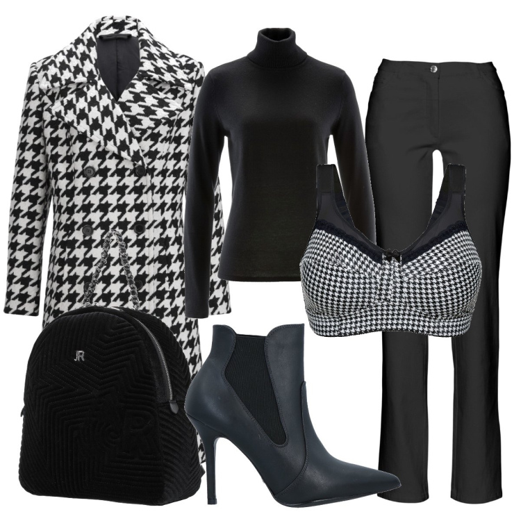 Outfit donna - Total look #1466945. Stile Glamour per Tutti i giorni. Abbinamento con pantaloni, reggiseni, cappotti, maglieria, stivaletti, zaini.