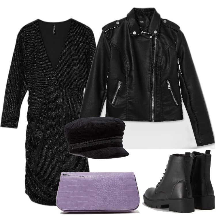 Outfit donna - Il vestito in velluto. Stile Glamour per Serata fuori. Abbinamento con anfibi, cappelli con visiera, vestiti corti, giacche, borse a spalla.