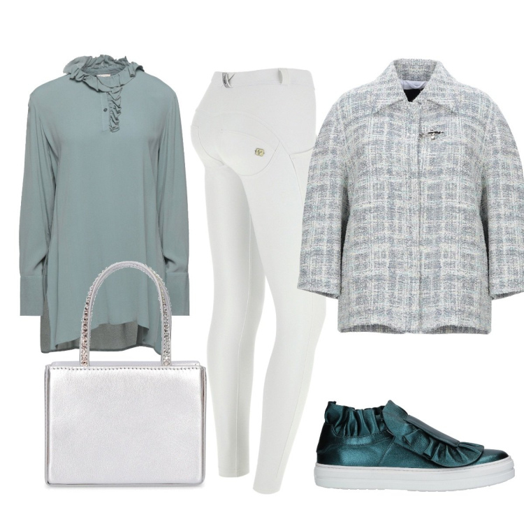 Outfit donna - Total look #1467825. Stile Casual chic per Tutti i giorni. Abbinamento con cappotti, sneakers, bluse, pantaloni skinny, borse a mano.
