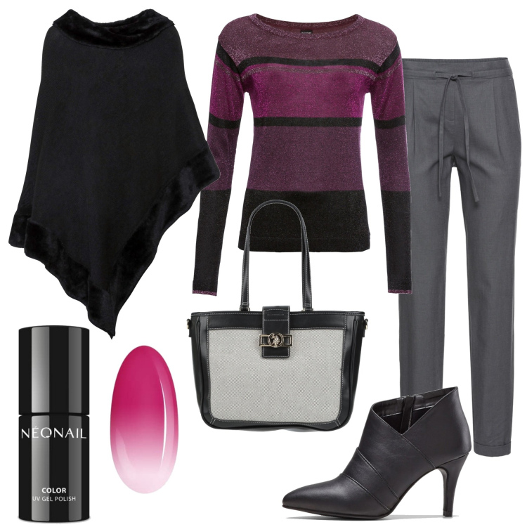 Outfit donna - Voglia di uscire. Stile Urban per Tutti i giorni. Abbinamento con maglieria, pantaloni, cappotti, stivaletti, borse a mano, smalti.