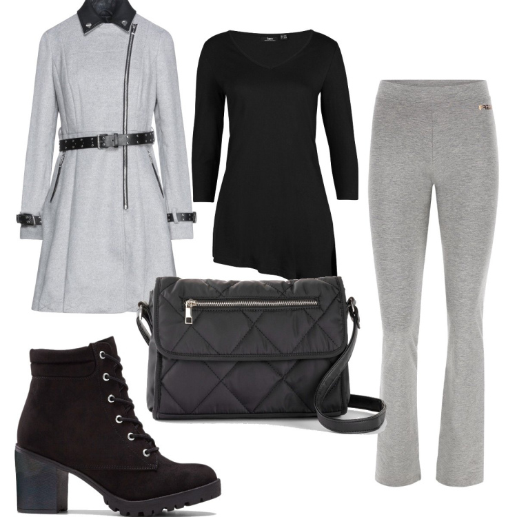 Outfit donna - Trendy #18632. Stile Trendy per Tutti i giorni. Abbinamento con maglieria, stivaletti, borse a tracolla, cappotti, pantaloni.