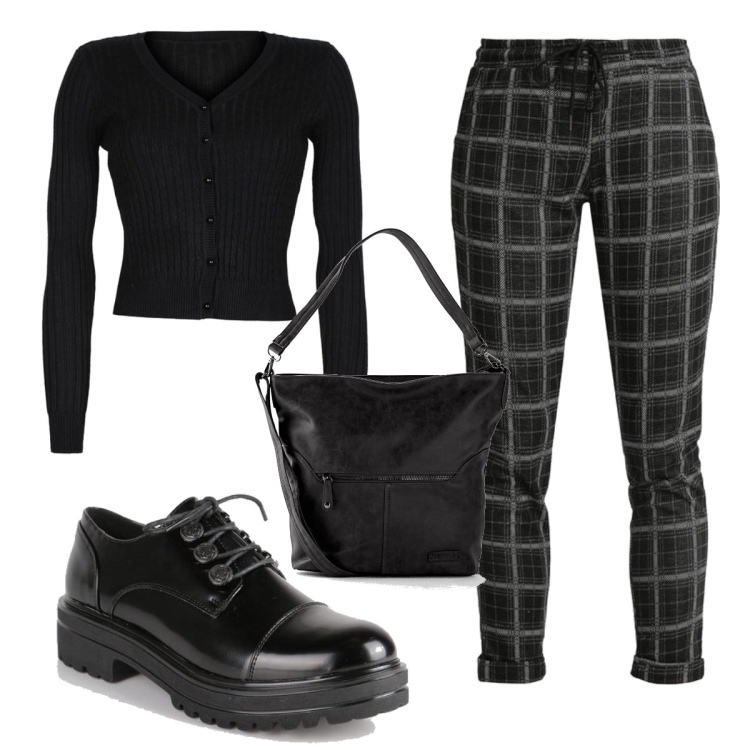 Outfit donna - Total look #1468823. Stile Minimal per Tutti i giorni. Abbinamento con borse a tracolla, francesine, pantaloni, cardigans.