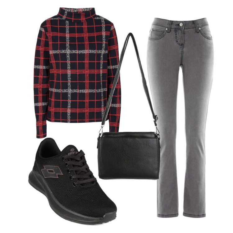 Outfit donna - Total look #1469576. Stile Basic per Tutti i giorni. Abbinamento con jeans slim fit, maglieria, borse a tracolla, sneakers.