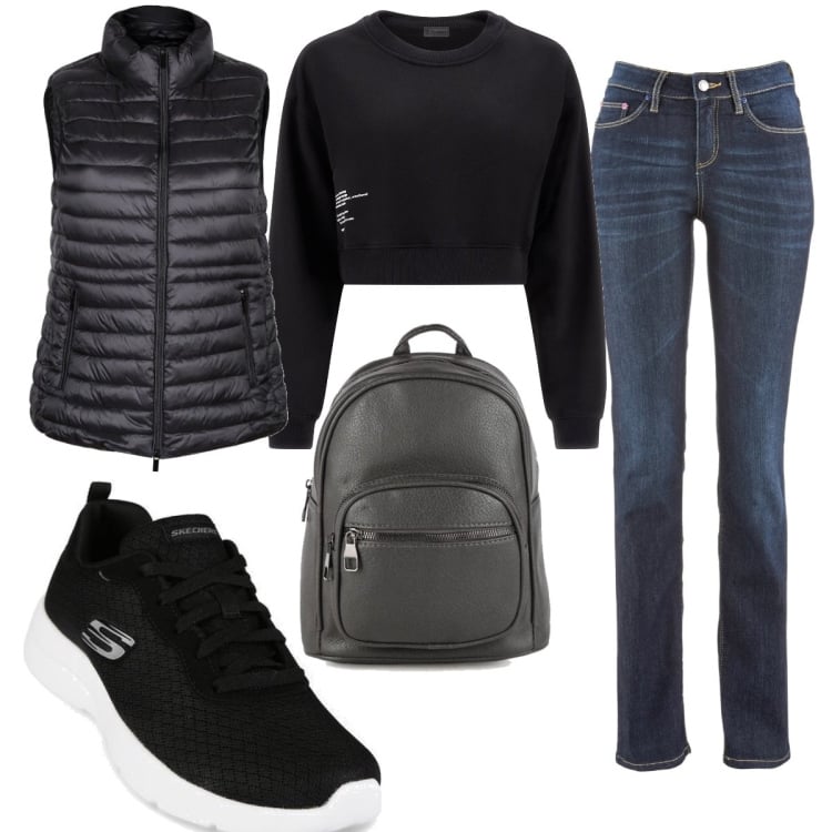 Outfit donna - Total look #1471375. Stile Basic per Tutti i giorni. Abbinamento con jeans dritti, blazer, sneakers, zaini, felpe.