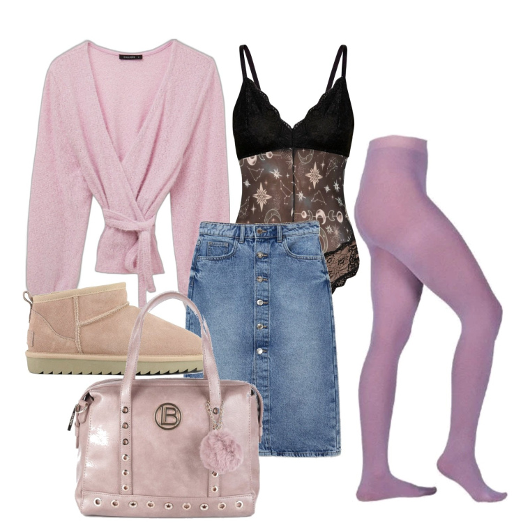 Outfit donna - W il rosa!. Stile Basic per Tutti i giorni. Abbinamento con body, borse a mano, stivaletti, gonne longuette, cardigans, collant.