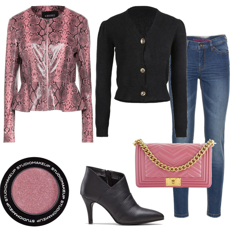 Outfit donna - Casual chic #25896. Stile Casual chic per Ufficio. Abbinamento con jeans skinny, stivaletti, giacche, cardigans, borse a tracolla, ombretti.