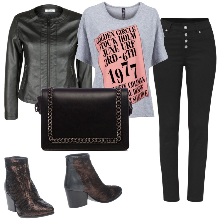 Outfit donna - Trendy #19463. Stile Trendy per Tutti i giorni. Abbinamento con maglieria, pantaloni, stivaletti, giacche, borse a tracolla.