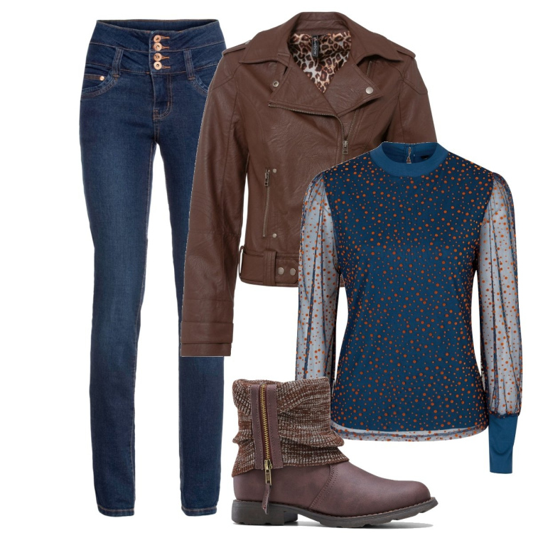 Outfit donna - Bon prix. Stile Trendy per Tutti i giorni. Abbinamento con jeans, maglieria, giacche, stivaletti.