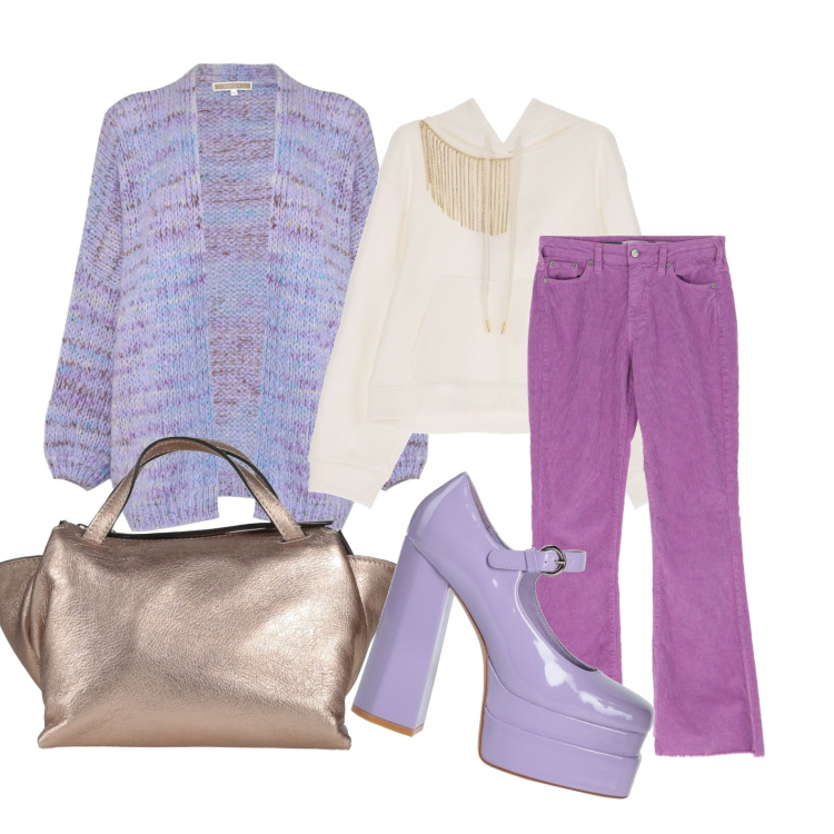 Outfit donna - Un tacco esagerato ma comodo. Stile Trendy per Tutti i giorni. Abbinamento con décolleté, borse messenger, jeans, felpe con cappuccio, cardigans.