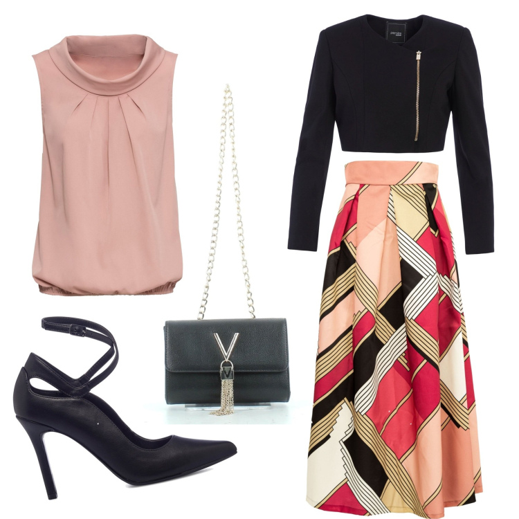 Outfit donna - Total look #1474862. Stile Trendy per Cerimonia. Abbinamento con top, bolero, gonne lunghe, clutch, décolleté.