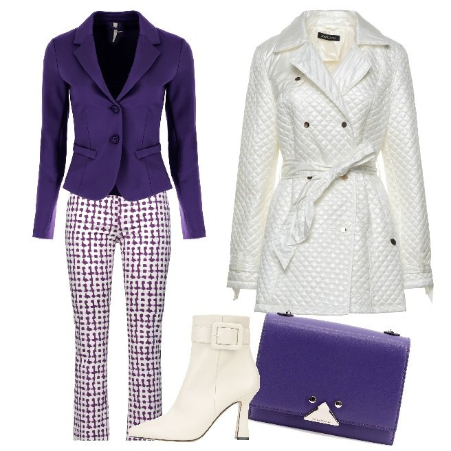 Outfit donna - Inconditionally geometric. Stile Romantica per Serata fuori. Abbinamento con stivaletti, pantaloni, piumini, giacche, borse a tracolla.