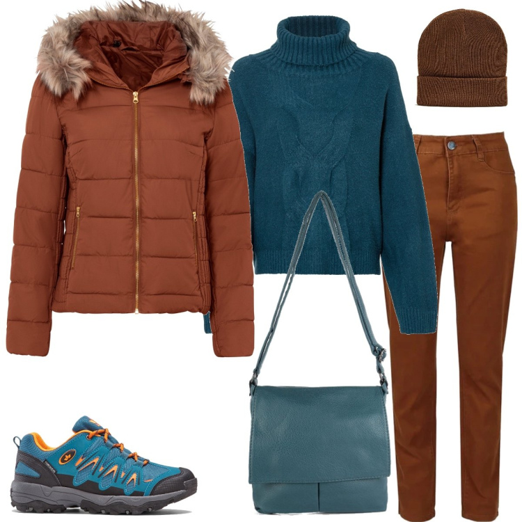Outfit donna - Scuola. Stile Casual per Scuola/Università. Abbinamento con giacche, maglieria, sneakers, cappelli con visiera, pantaloni, borse a tracolla.