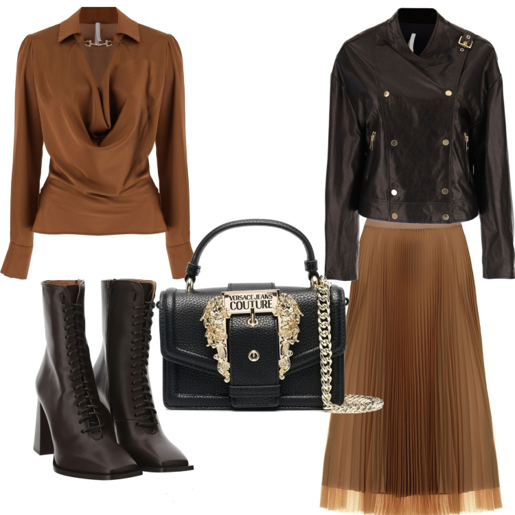 Outfit donna - Urban è chic. Stile Urban per Tutti i giorni. Abbinamento con borse a mano, gonne longuette, camicie, giacche, stivaletti.