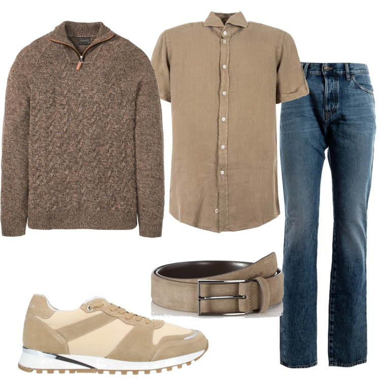 Outfit uomo - Lo shopping che conviene. Stile Casual per Tutti i giorni. Abbinamento con maglieria, sneakers, jeans, camicie a manica corta, cinture.