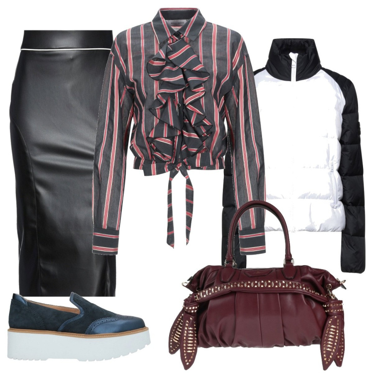 Outfit donna - Giornate easy. Stile Casual chic per Tutti i giorni. Abbinamento con gonne longuette, camicie, mocassini, piumini, borse a mano.