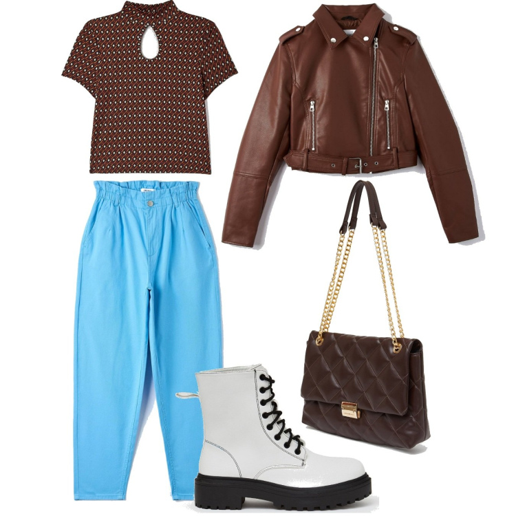 Outfit donna - Trendy Terranova Black Friday. Stile Trendy per Tutti i giorni. Abbinamento con cappotti, t-shirt, pantaloni, borse a spalla, anfibi.