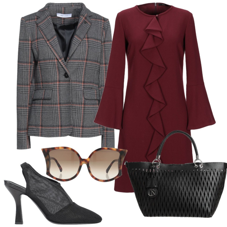 Outfit donna - Yoox. Stile Chic per Ufficio. Abbinamento con vestiti corti, blazer, borse a mano, décolleté, occhiali da sole.