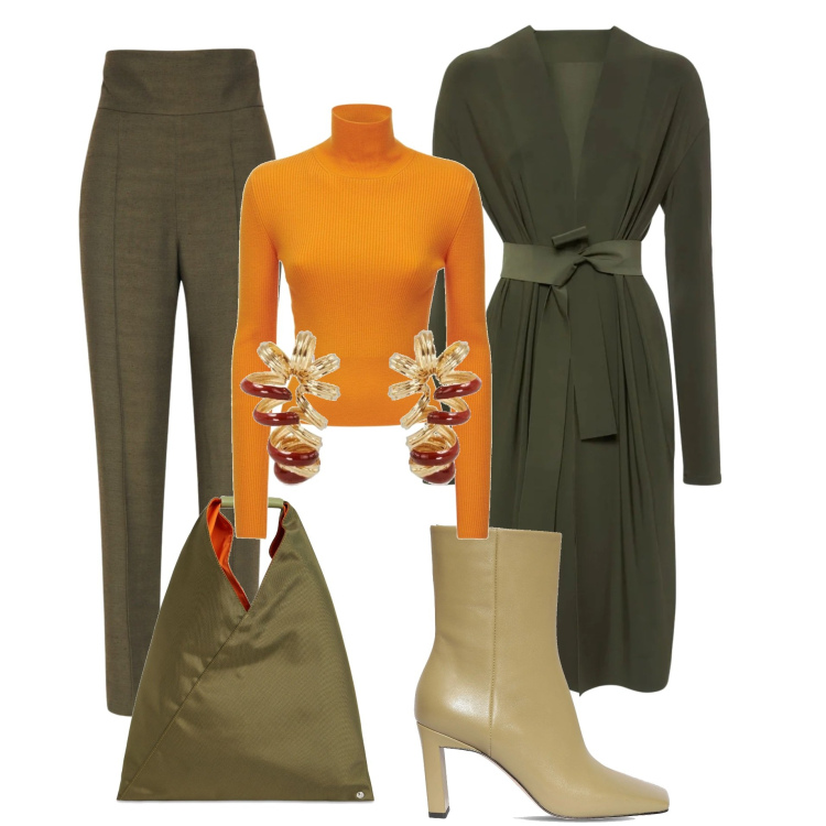 Outfit donna - Luisaviaroma black Friday. Stile Casual chic per Ufficio. Abbinamento con cardigans, maglieria, shopping bag, orecchini, pantaloni, stivali.