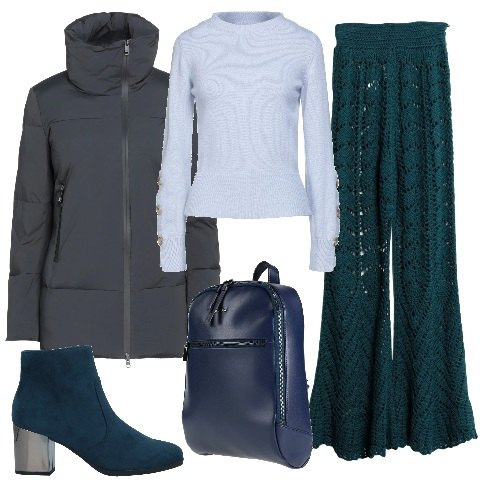 Outfit donna - YOOX - Black Friday 2022. Stile Glamour per Tutti i giorni. Abbinamento con pantaloni, piumini, stivaletti, pullovers, zaini.