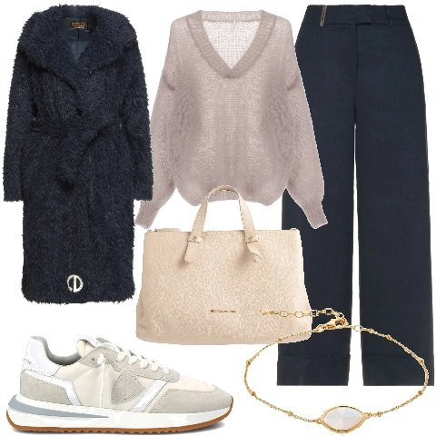 Outfit donna - Phlippe Model - Black Friday 2022. Stile Glamour per Tutti i giorni. Abbinamento con pantaloni, borse a mano, cappotti, pullovers, sneakers, braccialetti.