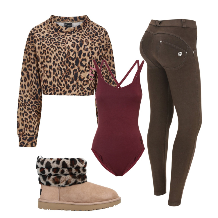 Outfit donna - Casa dolce casa. Stile Basic per Tutti i giorni. Abbinamento con stivaletti, pantaloni skinny, felpe, body.