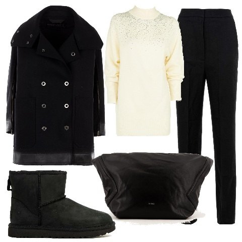 Outfit donna - OFF-Market - Black Friday 2022. Stile Casual chic per Serata fuori. Abbinamento con stivaletti, maglieria, pantaloni, cappotti, borse a mano.