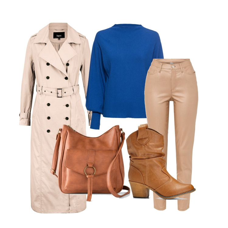 Outfit donna - I texani caramello. Stile Casual per Tutti i giorni. Abbinamento con maglieria, stivaletti texani, borse a tracolla, pantaloni skinny, trench.