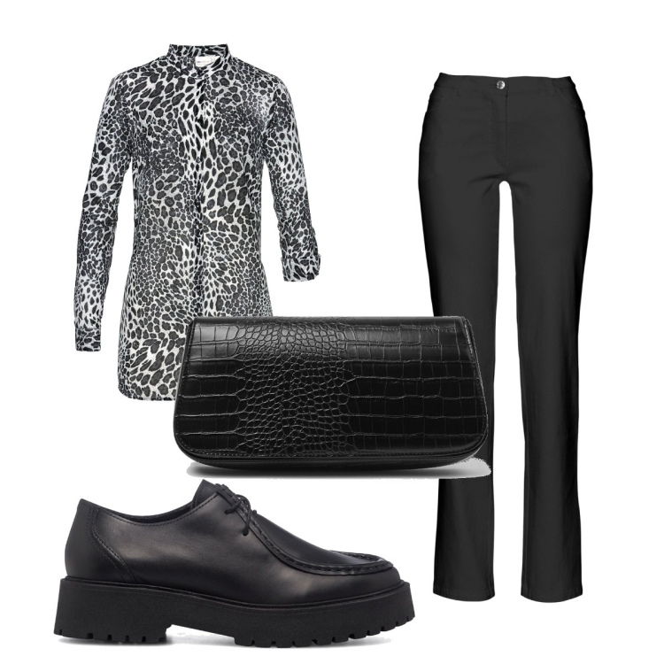 Outfit donna - Total look #1476827. Stile Minimal per Tutti i giorni. Abbinamento con camicie, pantaloni, borse a spalla, scarpe stringate.