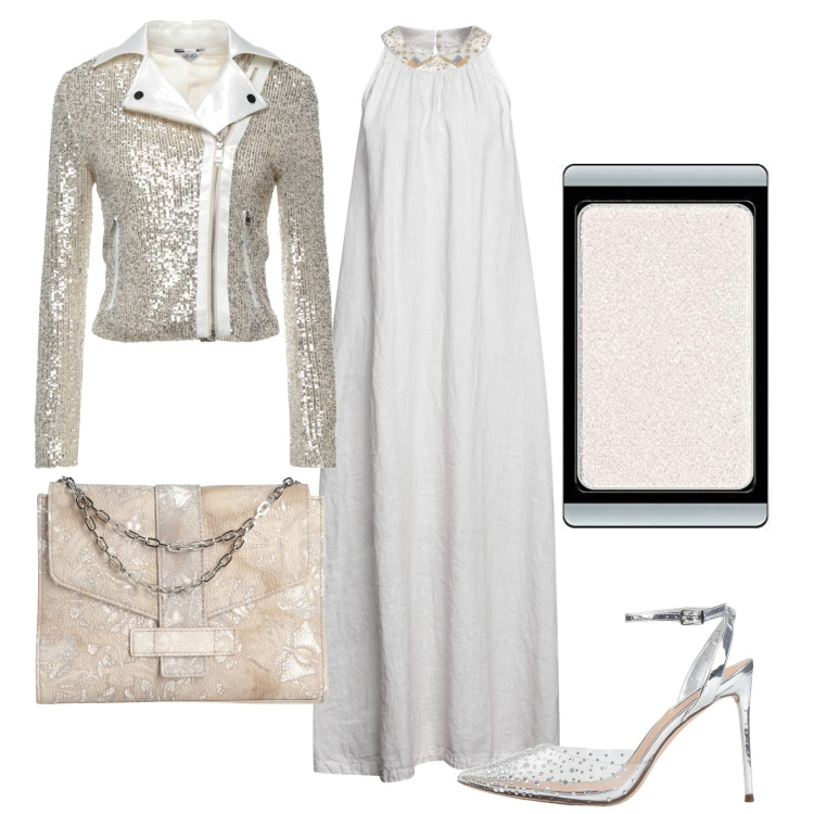 Outfit donna - Mille utilizzi per una sola giacca. Stile Glamour per Cerimonia. Abbinamento con décolleté, vestiti lunghi, giacche, borse a mano, ombretti.