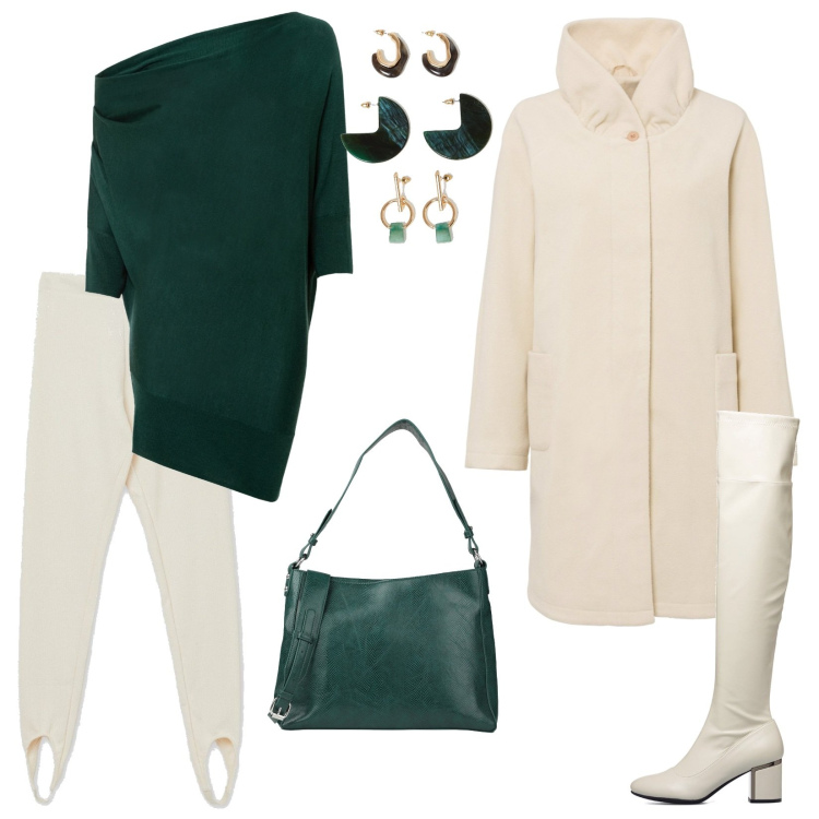 Outfit donna - Abbinamenti perfetti tutti i giorni. Stile Trendy per Tutti i giorni. Abbinamento con borse a spalla, blazer, cappotti, leggings, orecchini, stivali.
