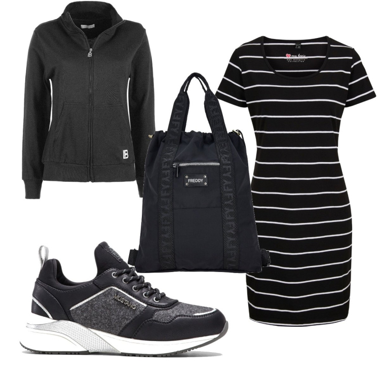 Outfit donna - Total look #1477700. Stile Trendy per Tutti i giorni. Abbinamento con vestiti, sneakers, felpe, zaini.