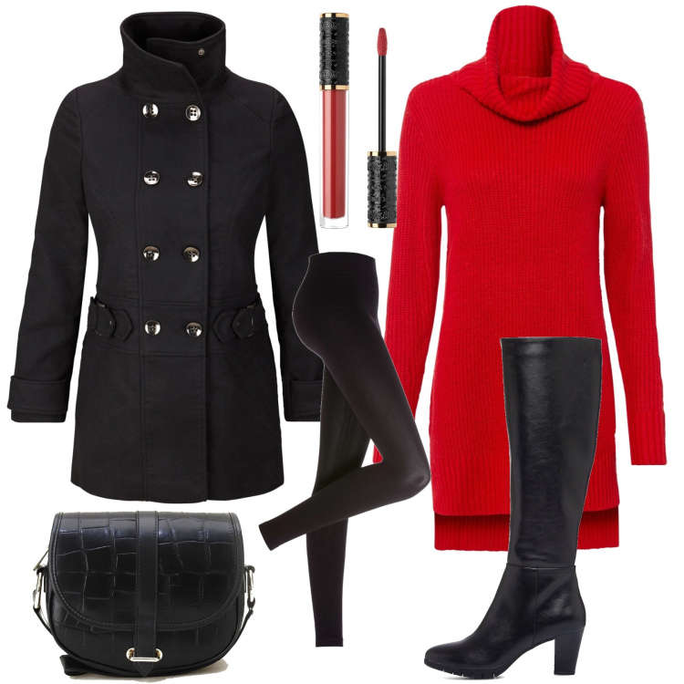 Outfit donna - Il pullover abito. Stile Glamour per Tutti i giorni. Abbinamento con leggings, maglieria, blazer, pochette, stivali, profumi.