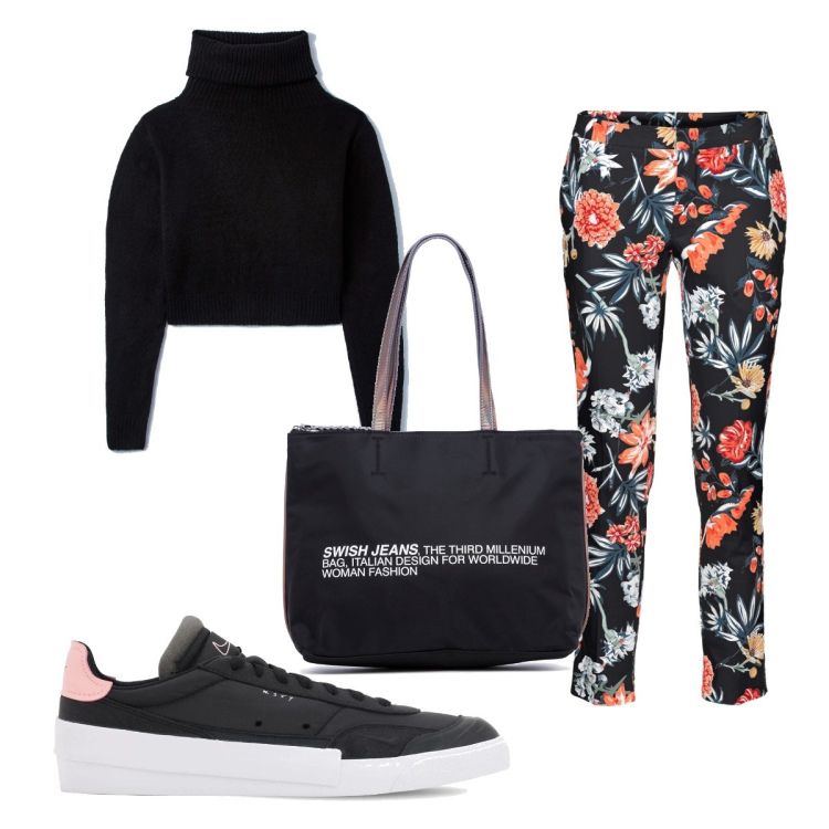 Outfit donna - Total look #1478359. Stile Basic per Sport. Abbinamento con pantaloni, maglieria, borse a spalla, sneakers.