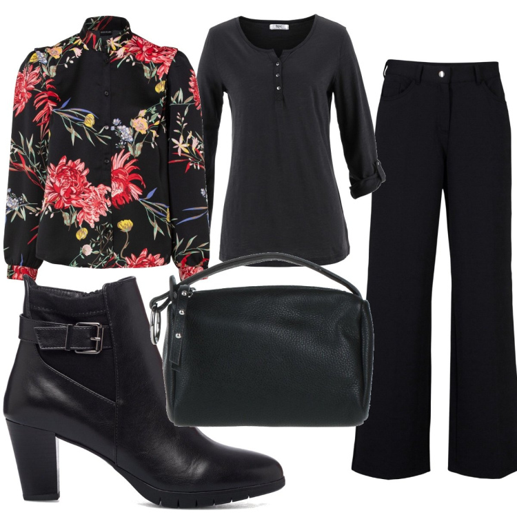 Outfit donna - Total look #1478400. Stile Trendy per Tutti i giorni. Abbinamento con cardigans, camicie, pantaloni, borse a mano, stivaletti.