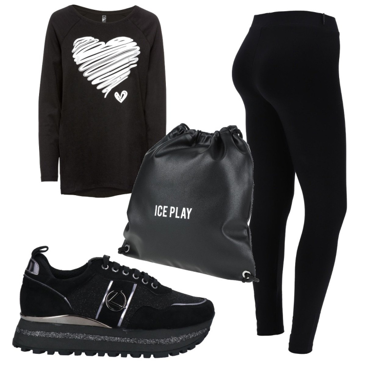 Outfit donna - Basic #11633. Stile Basic per Sport. Abbinamento con maglieria, sneakers, zaini, leggings.
