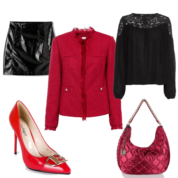 Outfit donna - Total look #1478653. Stile Sexy per Serata fuori. Abbinamento con tuniche, blazer, minigonne, décolleté, borse a spalla.