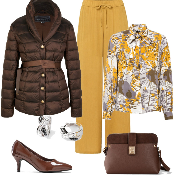 Outfit donna - BonPrix Christmas Edition 22. Stile Glamour per Tutti i giorni. Abbinamento con pantaloni, giacche, camicie, borse a tracolla, décolleté, orecchini.